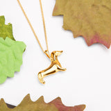 Miniature Dachshund Sausage Dog Necklace in Silver with 24ct Gold
