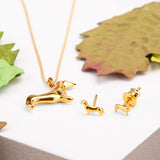 Miniature Dachshund Sausage Dog Necklace in Silver with 24ct Gold