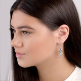 Seahorse Drop Earrings in Silver, Milky Amber and Turquoise