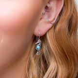 Miniature Seahorse Hook Earrings in Silver & Larimar