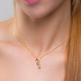 Miniature Seahorse Necklace in Silver with 24ct Gold