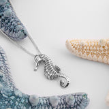 Miniature Seahorse Necklace in Silver