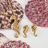 Miniature Seahorse Necklace in Silver with 24ct Gold