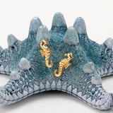 Miniature Seahorse Stud Earrings in Silver with 24ct Gold