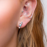 Miniature Seahorse Stud Earrings in Silver & Larimar