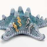 Miniature Seahorse Stud Earrings in Silver with 24ct Gold