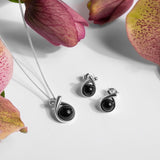 Sealed With A Kiss Stud Earrings in Silver and Black Onyx
