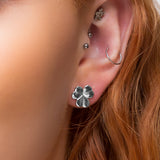 Lucky Shamrock / Clover Leaf Stud Earrings in Silver