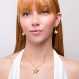 Sea Shell Hoop Earrings in Sterling Silver with 24ct Gold & Pearl