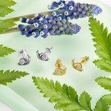 Sweet Snail Stud Earrings in Silver with 24ct Gold
