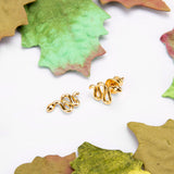 Snake Stud Earrings in Silver with 24ct Gold