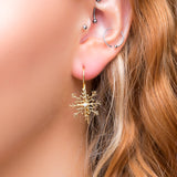 Snowflake Hook Earrings in Silver with 24ct Gold