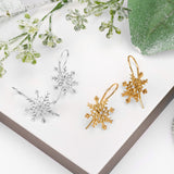 Snowflake Hook Earrings in Silver with 24ct Gold