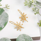 Snowflake Hook Earrings in Silver with 24ct Gold