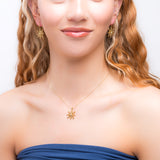 Sparkling Snowflake Necklace in Silver with 24ct Gold & Cubic Zirconia