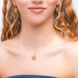 Sparkling Snowflake Necklace in Silver with 24ct Gold & Cubic Zirconia