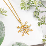 Sparkling Snowflake Necklace in Silver with 24ct Gold & Cubic Zirconia