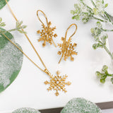 Sparkling Snowflake Necklace in Silver with 24ct Gold & Cubic Zirconia