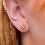 Snowflake Stud Earrings in Silver and 24ct Gold with Cubic Zirconia
