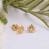 Snowflake Stud Earrings in Silver and 24ct Gold with Cubic Zirconia