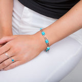 Square Link Bracelet in Silver and Turquoise