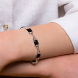 Square Link Bracelet in Silver and Black Onyx
