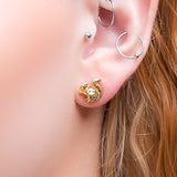 Miniature Squirrel Stud Earrings in Silver with 24ct Gold