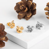 Miniature Squirrel Stud Earrings in Silver with 24ct Gold