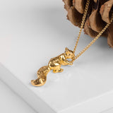 Climbing Squirrel Necklace in Silver with 24ct Gold