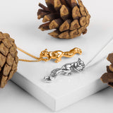 Climbing Squirrel Necklace in Silver with 24ct Gold