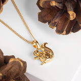Miniature Squirrel Necklace in Silver with 24ct Gold