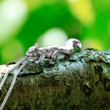 Climbing Squirrel Necklace in Silver