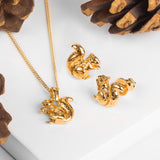 Miniature Squirrel Necklace in Silver with 24ct Gold