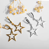 Textured Sparkling Star Drop Earrings in Silver