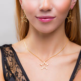 Textured Sparkling Star Necklace in Silver with 24ct Gold