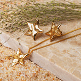 Textured Star Stud Earrings in Silver & 24ct Gold