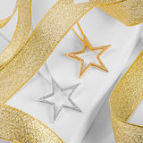 Textured Sparkling Star Necklace in Silver with 24ct Gold