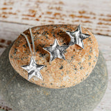 Textured Star Stud Earrings in Sterling Silver