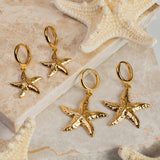 Starfish Hoop Earrings in Sterling Silver with 24ct Gold