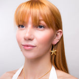 Large Starfish Hoop Earrings in Sterling Silver with 24ct Gold