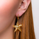 Large Starfish Hoop Earrings in Sterling Silver with 24ct Gold
