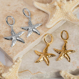 Large Starfish Hoop Earrings in Sterling Silver with 24ct Gold