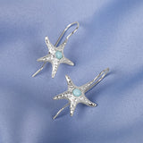 Starfish Hook Earrings in Silver & Larimar