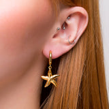 Starfish Hoop Earrings in Sterling Silver with 24ct Gold