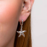 Starfish Hoop Earrings in Sterling Silver