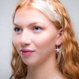 Starfish Hook Earrings in Silver & Larimar