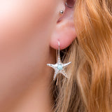Starfish Hook Earrings in Silver & Larimar
