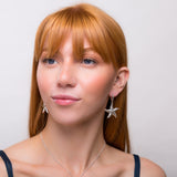Large Starfish Hoop Earrings in Sterling Silver