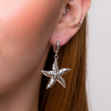 Large Starfish Hoop Earrings in Sterling Silver