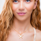 Solid Starfish Necklace in Silver with 24ct Gold